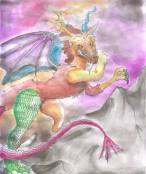 Size: 2497x2991 | Tagged: safe, artist:kisaenokira, discord, draconequus, g4, high res, male, solo, traditional art, watercolor painting