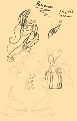 Size: 3524x5539 | Tagged: safe, artist:mr100dragon100, rosedust, fairy, flutter pony, concept, eye, eyes closed, idea, queen, size comparison, sketch, tall