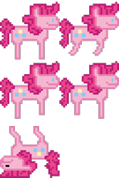 Size: 640x960 | Tagged: safe, artist:awesomebrony, pinkie pie, earth pony, pony, g4, dead, female, flipped, hooves, jumping, mare, pixel art, pixelated, simple background, smiling, solo, sprite, sprite sheet, standing, transparent background