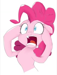 Size: 1080x1424 | Tagged: safe, artist:streamvolume, pinkie pie, earth pony, pony, g4, screaming, simple background, solo, white background