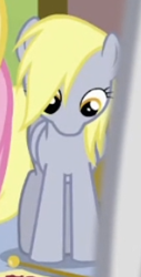 Size: 153x301 | Tagged: safe, screencap, derpy hooves, pegasus, pony, g4, rainbow falls, season 4, cropped, female, looking down, mare, solo