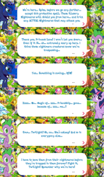 Size: 2045x3483 | Tagged: safe, gameloft, princess luna, spike, twilight sparkle, alicorn, dragon, pony, g4, my little pony: magic princess, claws, crown, dialogue, dialogue box, english, event, female, folded wings, high res, horn, jewelry, male, mare, mobile game, regalia, speech bubble, spread wings, text, twilight sparkle (alicorn), winged spike, wings