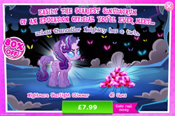 Size: 1955x1298 | Tagged: safe, gameloft, starlight glimmer, nightmare forces, g4, my little pony: magic princess, advertisement, costs real money, english, female, gem, horn, mare, mobile game, nightmare creature, numbers, sale, solo, text