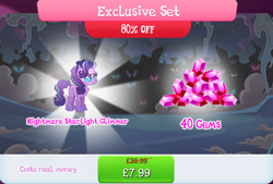 Size: 1267x858 | Tagged: safe, gameloft, starlight glimmer, nightmare forces, g4, my little pony: magic princess, bundle, costs real money, english, female, gem, horn, mare, mobile game, nightmare creature, numbers, sale, solo, text