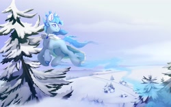 Size: 3600x2256 | Tagged: safe, artist:taneysha, oc, oc only, earth pony, pony, forest, high res, scenery, snow, solo, winter