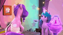 Size: 1920x1080 | Tagged: safe, screencap, izzy moonbow, pipp petals, pegasus, pony, unicorn, a little horse, g5, my little pony: make your mark, my little pony: make your mark chapter 4, spoiler:g5, spoiler:my little pony: make your mark, spoiler:my little pony: make your mark chapter 4, spoiler:mymc04e06, animated, awww, cute, duo, eyes closed, female, head tilt, izzybetes, mare, sound, video, webm