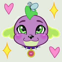 Size: 1000x1000 | Tagged: safe, artist:erein, spike, spike the regular dog, butterfly, dog, equestria girls 10th anniversary, equestria girls, g4, my little pony equestria girls: better together, :3, blushing, cute, insect on someone, smiling, solo, spikabetes, spike the dog