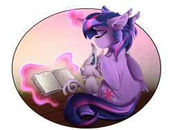 Size: 2000x1500 | Tagged: safe, artist:starcasteclipse, twilight sparkle, alicorn, espeon, pony, g4, book, crossover, ear fluff, glowing, glowing horn, horn, magic, magic aura, pokémon, simple background, telekinesis, transparent background, twilight sparkle (alicorn)