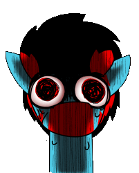 Size: 934x1162 | Tagged: safe, artist:yamston, oc, oc only, oc:lance greenfield, zebra, fanfic:living the dream, angry, animated, bloodshot eyes, fanfic art, gif, rage, red and black mane, red eyes, shaking, simple background, solo, transparent background, two toned hair, zebra oc