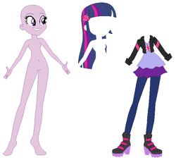Size: 632x574 | Tagged: safe, artist:lordsfrederick778, artist:selenaede, twilight sparkle, human, equestria girls, g4, alternate design, base used, simple background, solo, white background