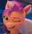 Size: 907x961 | Tagged: safe, screencap, sunny starscout, earth pony, pony, a little horse, g5, my little pony: make your mark, my little pony: make your mark chapter 4, spoiler:g5, bust, close-up, crystal brighthouse, cute, ear fluff, eyebrows, female, fluffy, indoors, looking at you, mane stripe sunny, mare, one eye closed, open mouth, rainbow dash's cutie mark, solo, sunny's bag, sunnybetes, teeth, wink, winking at you