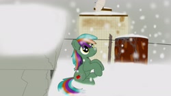 Size: 1920x1080 | Tagged: safe, artist:detonaty, oc, oc only, oc:detonaty, earth pony, pony, snow, snowfall, solo