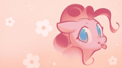 Size: 1662x928 | Tagged: safe, artist:mirroredsea, pinkie pie, earth pony, pony, g4, :p, bust, dithering, female, flower, heart, looking at you, mare, pattern dither, solo, tongue out