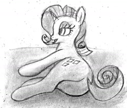 Size: 2028x1732 | Tagged: safe, artist:mfg637, rarity, pony, unicorn, g4, female, lying down, on side, open mouth, sketch, solo, traditional art