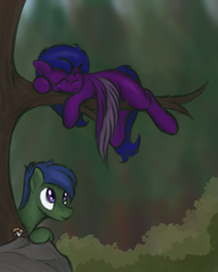 Size: 1001x1247 | Tagged: safe, artist:ahorseofcourse, oc, oc only, oc:midnight lily, pegasus, pony, cute, mushroom, tree, tree branch