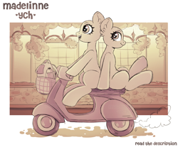 Size: 4600x3800 | Tagged: safe, artist:madelinne, commission, driving, duo, happy, motorcycle, ych sketch, your character here