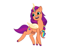 Size: 469x381 | Tagged: safe, sunny starscout, alicorn, earth pony, pony, 2024 franchise overview, g5, my little pony: tell your tale, official, alicornified, female, mane stripe sunny, mare, race swap, simple background, solo, sunnycorn, transparent background