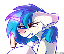 Size: 2194x1870 | Tagged: safe, artist:yuris, dj pon-3, vinyl scratch, pony, unicorn, g4, allergies, magic, mucus, one eye closed, red nosed, runny nose, sick, simple background, sketch, sneezing, snot, solo, tissue, white background