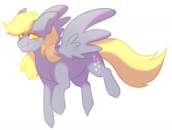 Size: 1427x1081 | Tagged: safe, artist:ephemeralmoth, derpy hooves, pegasus, pony, g4, female, flying, mare, simple background, smiling, solo, spread wings, white background, wings