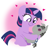 Size: 1400x1400 | Tagged: safe, artist:mlplary6, smarty pants, twilight sparkle, pony, unicorn, g4, doll, female, filly, filly twilight sparkle, foal, friends, happy, heart, sitting, smiling, toy, unicorn twilight, younger