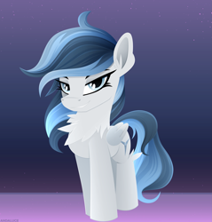 Size: 3037x3179 | Tagged: safe, artist:andaluce, oc, oc:haze northfleet, pegasus, pony, abstract background, chest fluff, female, high res, lineless, mare, smiling, smirk, solo