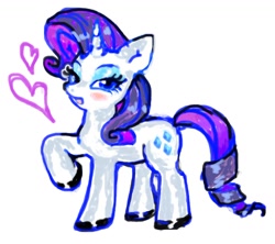 Size: 1158x1029 | Tagged: safe, artist:f1sh1es, rarity, pony, unicorn, g4, heart, looking at you, raised hoof, simple background, solo, white background