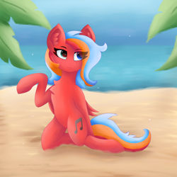 Size: 3500x3500 | Tagged: safe, artist:gaffy, oc, oc only, oc:gaffy, pegasus, pony, beach, heterochromia, high res, pegasus oc