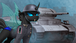 Size: 1800x1040 | Tagged: safe, artist:kleowolfy, changeling, equestria at war mod, clothes, military uniform, panzer ii, tank (vehicle), uniform