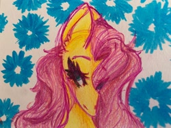 Size: 2048x1536 | Tagged: safe, artist:namiiarts, fluttershy, pegasus, pony, g4, bust, photo, solo, traditional art