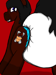 Size: 512x680 | Tagged: safe, artist:cavewolfphil, oc, oc only, earth pony, pony, abdl, blue eyes, diaper, diaper butt, diaper fetish, fetish, male, non-baby in diaper, poofy diaper, rear view, red background, simple background, stallion, tail