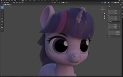 Size: 1581x997 | Tagged: source needed, safe, anonymous artist, twilight sparkle, pony, unicorn, g4, 3d, 3d model, solo, unicorn twilight, wip