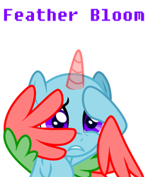 Size: 1412x1690 | Tagged: safe, artist:feather_bloom, alicorn, pony, g4, testing testing 1-2-3, base, female, free to use, hiding behind wing, horn, mare, ms paint, nervous, scared, simple background, solo, transparent horn, white background, wings