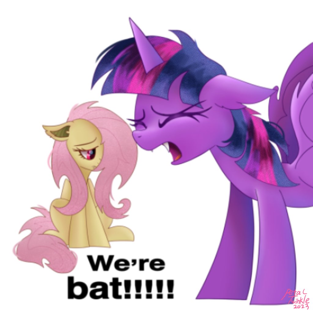 Flutterbat Ear #3144645 - safe, artist:petaltwinkle, fluttershy, twilight sparkle ...