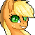 Size: 50x50 | Tagged: safe, artist:doekitty, part of a set, applejack, earth pony, pony, g4, :p, animated, bust, icon, pixel art, simple background, smiling, solo, tongue out, transparent background