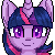 Size: 50x50 | Tagged: safe, artist:doekitty, part of a set, twilight sparkle, pony, g4, animated, bust, glowing, glowing horn, horn, icon, pixel art, simple background, solo, transparent background