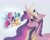 Size: 2048x1620 | Tagged: safe, artist:petaltwinkle, applejack, fluttershy, pinkie pie, rainbow dash, rarity, twilight sparkle, alicorn, earth pony, pegasus, pony, unicorn, g4, blue background, crying, female, floppy ears, immortality blues, mane six, mane six opening poses, mare, older, older twilight, older twilight sparkle (alicorn), princess twilight 2.0, simple background, smiling, solo, twilight sparkle (alicorn), twilight will outlive her friends, wingding eyes