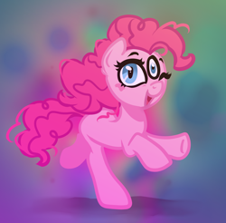 Size: 3000x2952 | Tagged: safe, artist:sogwoggy, pinkie pie, earth pony, pony, g4, abstract background, high res, missing cutie mark, solo