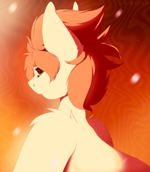 Size: 3500x4000 | Tagged: safe, artist:chura chu, oc, oc:ron orange, earth pony, pony, bust, looking at you, looking back, male, male oc, orange hair, portrait, solo, stallion