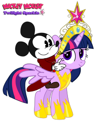 Size: 2800x3400 | Tagged: safe, artist:fanvideogames, twilight sparkle, alicorn, pony, g4, big crown thingy, element of magic, female, high res, jewelry, male, mickey mouse, regalia, simple background, transparent background, twilight sparkle (alicorn)