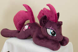 Size: 4491x2995 | Tagged: safe, artist:azgchip, tempest shadow, pony, unicorn, g4, female, irl, lying down, mare, photo, plushie, prone, scar, solo, sploot