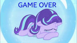 Size: 1280x720 | Tagged: safe, edit, edited screencap, screencap, starlight glimmer, pony, unicorn, a royal problem, g4, animated, crying, female, force field, game over, mare, sad, solo, sound, webm