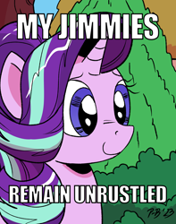 Size: 2086x2642 | Tagged: safe, artist:pony-berserker, starlight glimmer, pony, g4, female, high res, if you know you know, jimmies, meme, meta, smiling, solo, subverted meme