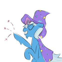 Size: 500x500 | Tagged: safe, artist:pencilsandstencils, trixie, pony, unicorn, g4, chin fluff, eyes closed, facial hair, magic, simple background, smiling, solo, white background