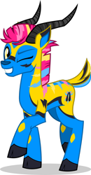 Size: 1280x2461 | Tagged: safe, artist:mlp-trailgrazer, oc, oc only, oc:trail grazer, gazelle, alternate hair color, male, male oc, one eye closed, simple background, solo, transparent background, wink