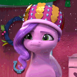 Size: 960x960 | Tagged: safe, screencap, pipp petals, pegasus, pony, g5, my little pony: make your mark, my little pony: make your mark chapter 3, winter wishday, spoiler:g5, spoiler:winter wishday, animated, cropped, female, gif, headbang, mare, nodding, party hard, snow, snowfall, solo