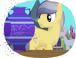 Size: 1724x1302 | Tagged: safe, artist:equestriaexploration, check mate, sand arrow, crystal pony, pony, g4, atg 2023, newbie artist training grounds, simple background, solo focus, transparent background, vase