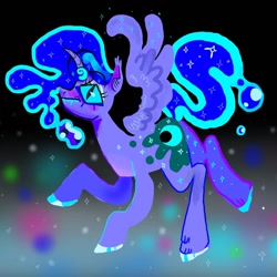 Size: 1080x1080 | Tagged: safe, artist:furbey, princess luna, alicorn, pony, g4, curved horn, horn, slit pupils, solo, spread wings, wings