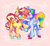 Size: 500x456 | Tagged: safe, artist:furbey, rainbow dash, sunset shimmer, pegasus, pony, unicorn, g4, blushing, colored hooves, crack shipping, duo, female, holding hooves, lesbian, looking at each other, looking at someone, shipping, sunsetdash, tongue out