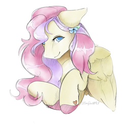 Size: 1200x1200 | Tagged: safe, artist:inkyquillmlp, oc, oc only, oc:candy petals, pegasus, pony, bust, female, flower, flower in hair, mare, not fluttershy, pegasus oc, simple background, solo, white background