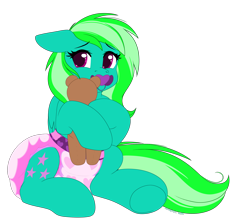 Size: 2250x2000 | Tagged: safe, artist:xcinnamon-twistx, oc, oc:starshine twinkle, pony, cuddling, diaper, diaper fetish, fetish, high res, looking at you, non-baby in diaper, pacifier, plushie, simple background, solo, teddy bear, transparent background